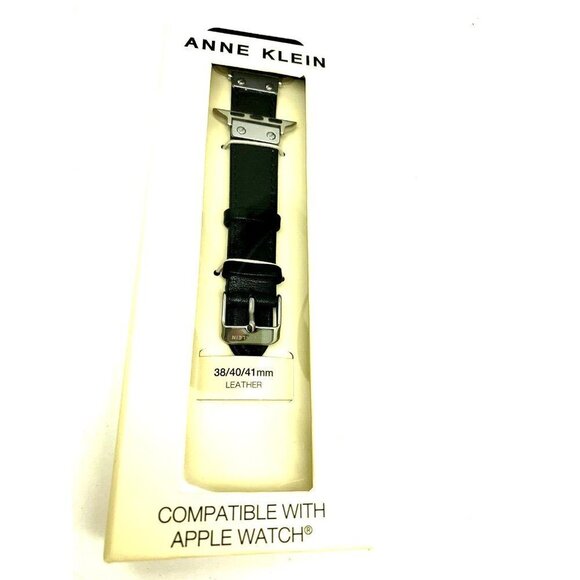 Anne Klein Women\'s Apple Watch Band 38/40/41mm Black Leather Strap main image 4